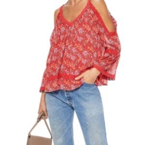 Rebecca Minkoff Deneuve Cold Shoulder Blouse size L